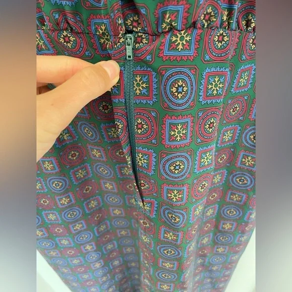 Vintage Jos. A. Bank Geometric Long Sleeve Maxi Dress | L - Picture 7 of 7